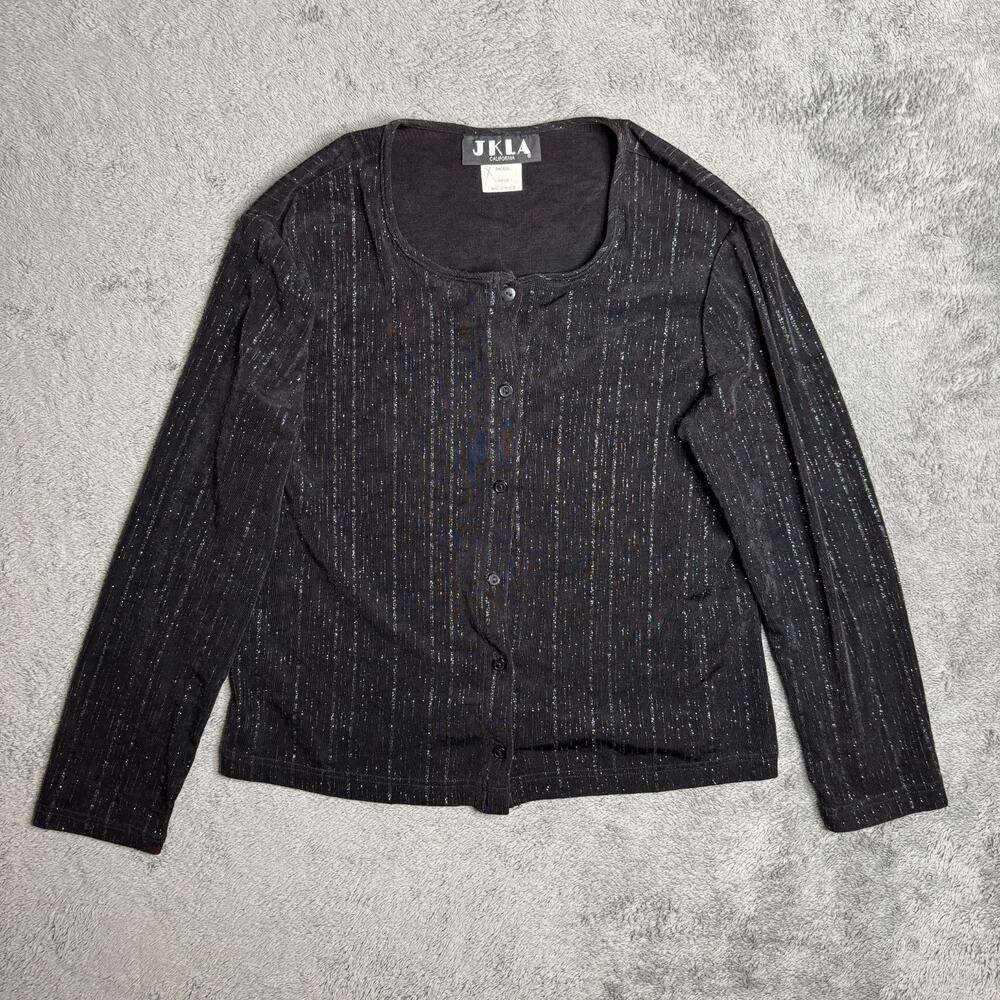 Vintage 90s JKLA California Sparkly Button Cardigan Top Long Sleeve Womens L